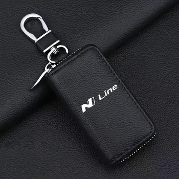 Pre Hyundai N Sonáta Elantra N Line Kožené Zips Kľúča Vozidla Kryt Úložného Prípade Shell Peňaženky Keychain Chránič Auto Príslušenstvo