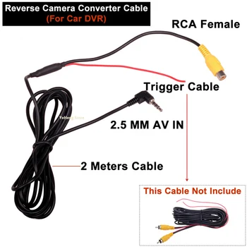 RCA do 2,5 MM AV Kábel pre Automobilové DVR Videokamera Zadná Parkovacia Kamera Adaptér