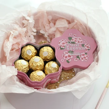 Romantický Cherry Blossom Japonských Candy Tin Box Malý Čaj Šperky Úložný Box Na Vianoce Svadba Prospech Domov Skladovanie Nádoba