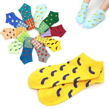 Roztomilý Ovocie Vzorované Krátke Kreslené Ponožky Ženy Art Print Bavlnené Tenké Letné Ponožky Kawaii Lete Zábavné Členok Nízke Ponožky Pančuchový Tovar