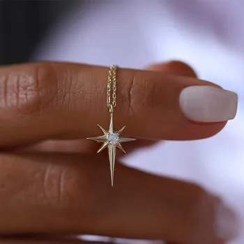 Roztomilý Zlatá Farba Star Prívesok s Dlhým Reťazcom Náhrdelník pre Ženy Módne Šperky Nový Trend Choker 2022