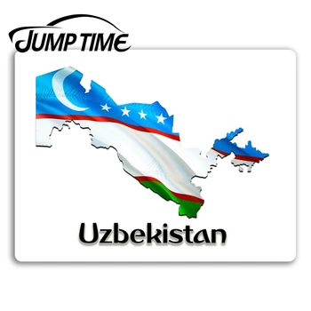 Skok Čas pre Uzbekistan Mapa Samolepky Vlajkou v Pohode Cestovať Nálepka na Batožinu Truck Okno Nárazníka Odtlačkový Nepremokavé Príslušenstvo