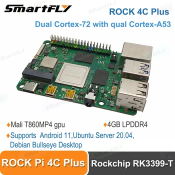 Smartfly ROCK Pi 4C Plus 4GB SBC Rockchip RK3399 -T Jednom palubný Počítač podpora Android 11/Ubuntu Server 20.04/Debian