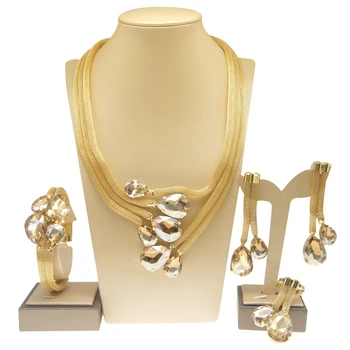 Svadobné Šperky Set Pozlátené Náhrdelník Skvelého Brazílskeho Náušnice Luxusné Svadobné 2022 Módny Trend Fialová Drahokam Prívesok