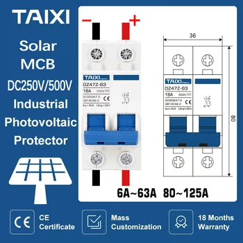TAIXI Solárnych Fotovoltaických DC Istič PV Prepínač MCB DC250V 500V 1000V 16A 32A 40A 63A 50A Vzduchu Prepínanie 100A 125A