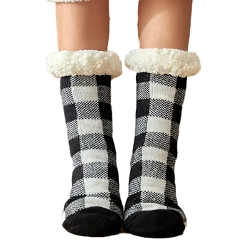 TANABATA Žien Koberčeky Zime Snehové Ponožky Super Mäkké Teplé, Útulné Fuzzy Jeleň Fleece linajkované S Uchopovače Črievičku Ponožky Vianočný Darček
