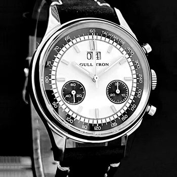 Tianjin 1963 Panda Pilot Chronograf Hodinky pre Mužov Seagull ST19 Strane Vetra Mechanické náramkové hodinky 40 mm Ročníka Vojenskej Hodinky