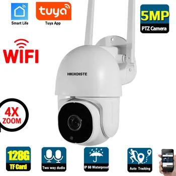 Tuya PTZ Wifi Kamery Vonkajšie 5MP obojsmerné Audio KAMEROVÝ Bezpečnostný Dohľad, Kamera, Bezdrôtové Inteligentný Život Monitorovanie IP Cam H. 265 P2P
