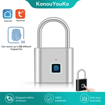 Tuya Smart Odtlačkov prstov Visiaci zámok Zliatiny Zinku Smart Biometrické Thumbprint Dvere visacie zámky USB Nabíjateľné Keyless Smartlife Odomknúť APP