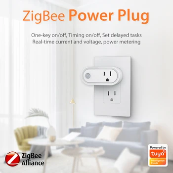 Tuya ZigBee Smart Plug 15A Power Monitor Bezdrôtové Diaľkové Ovládanie Zásuvky Zásuvky Smart Home Pre Alexa Domovská stránka Google Asistent