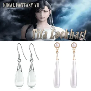 V Hre Final Fantasy Tifa Lockhart Náušnice Ženy Dievča Kvapka Vody Náušnice Imitácia Perly Ucho Klipy Kostým, Rekvizity Svadobné Šperky