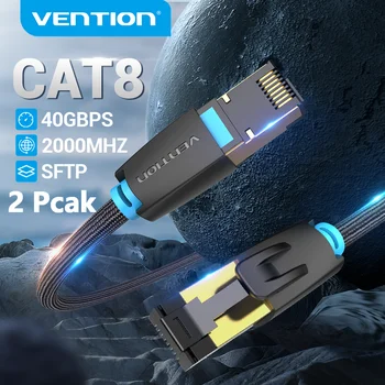 Vencie 2 Pack Cat8 Ethernetový Kábel Nylon Pletená 40Gbps 2000Mhz SFTP Internet Káblom pre Modem Router Herné Siete Patch Kábel