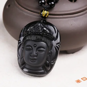 Veľkoobchod Prírodný Kameň Čierny Obsidián Sochu Budhu Prívesok Šťastie, Amulet Náhrdelník Jemné Šperky pre Ženy, Mužov, Aby Dary