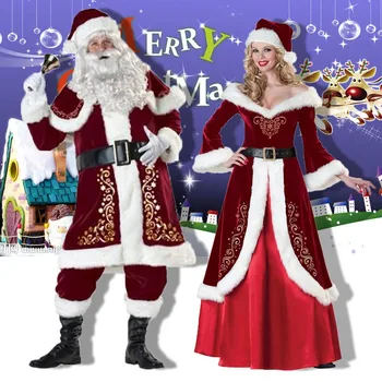 Veľké Veľkosti 4XL Vianočný Kostým Santa Claus Dospelých Vianoce, Vianoce Páry Kostým Party Šaty, Oblečenie Pre Mužov a Ženy Plus Veľkosť 5XL