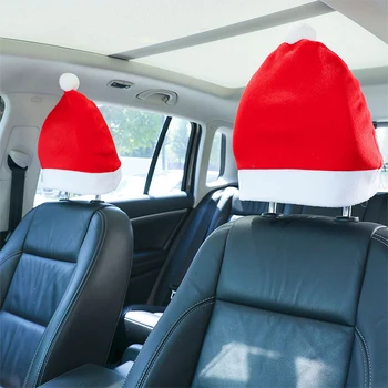 Vianočné Auto Stoličky Kryt Dekorácie Santa Claus Klobúk Autosedačky Krytu, Opierky Hlavy