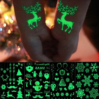 Vianočné Svetelné Tetovanie Santa Snowflake Nepremokavé Svietiť Tetovanie Nálepka pre Deti Vianočné Darčeky, Vianočné Navidad Natal Dekorácie
