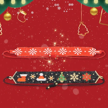 Vianočný Handmade Náramky Santa Doložka Snowflake Strom Red Hat Dovolenku Dar Sezónne Kolekcie Zima Rodiny Korálky Miyuki