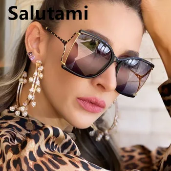 Vintage Gradient Čierneho Bambusu Slnečné Okuliare Pre Ženy 2022 Luxusné Značky Nadrozmerná Námestie Červená Leopard Slnečné Okuliare Žena Duté Tieni