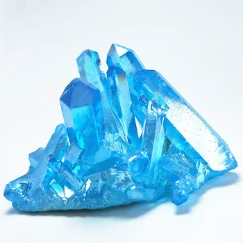 Vrstvou titánu Quartz vug Prírodné Modré Aura Anjel Crystal klastra Drahokam Kvet Kryštály Uzdravenie