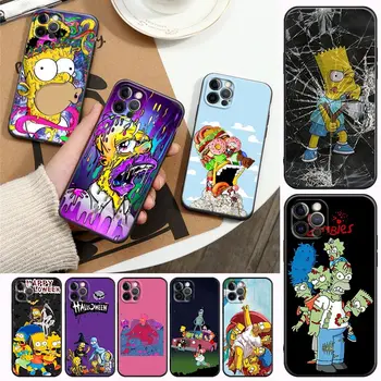 Vtipné Simpsonovci Anime, Komiksu, Telefón puzdro Pre Apple iPhone14 13 12 11 Pro Max 8 7 SE XR XS Plus Čierny Kryt Fundas Coque Shell