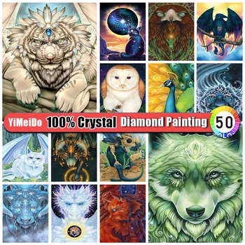 YiMeiDo 100% Krištáľovo Diamond Maľovanie Lev Cartoon Cross Stitch Súpravy Mozaiky Drahokamu Obrázky Diamond Výšivky Zvieratá, Umenie