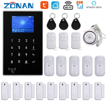 ZONAN Alarm Systém pre Domáce Zlodej Bezpečnostný Alarm Kit, 433MHz, WiFi, GSM Alarm Bezdrôtový Tuya Inteligentný Dom App Riadenie Alexa Google