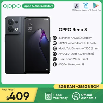 Zbrusu Nový OPPO Reno 8 5G Smartphone s kapacitou 8 gb RAM, 256 GB ROM 6.4
