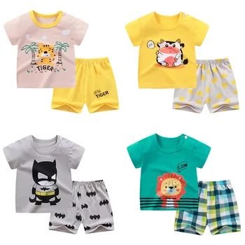 Značka Bavlna Baby Stanovuje rekreačný Šport Chlapec T-tričko + krátke Nohavice Sady Batoľa Oblečenie Baby Boy Šaty