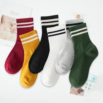 Zábavné, Roztomilé Bavlna Voľné Prekladané Posádky Ponožky Ženy Módne Farebné Harajuku Dizajnér Retro Dlhé Ponožky Školy Dievčatá Ponožky Čierne