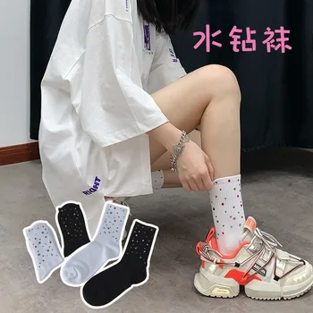 Šumivé diamantové šperky instagram trend vtip web celebrity ponožky juhokórejský verzia štyri sezóny žien stredného trubice