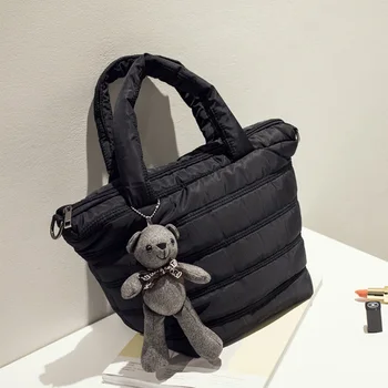 Ženské taška na jeseň a zimu nové odrazové priestor taška jednoduchý a ľahký nadol ramenný messenger taška tote taška na odoslanie medveď