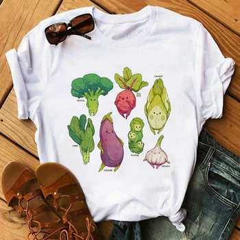 Ženy Lete Roku 2020 Krátky Rukáv Zeleniny Tlač Oblečenie Dámske Dámy T-Shirt Grafické Topy, Šaty Žena Tumblr Tričko T-shirt