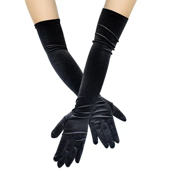 Ženy Sexy Glove Black Dlhé Rukavice Jeseň Velvet Vodičské Rukavice Žena Elegantné Dlhé Večera Šaty Rukavice Rukavice Etiketa