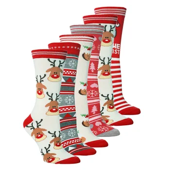 Ženy Vianočný Darček Ponožky Vtipné Vianočné Santa Claus Strom Snowflake Elk Snow Tube Posádky Šťastná Dievča Ponožka Ženy, Nový Rok Sokken
